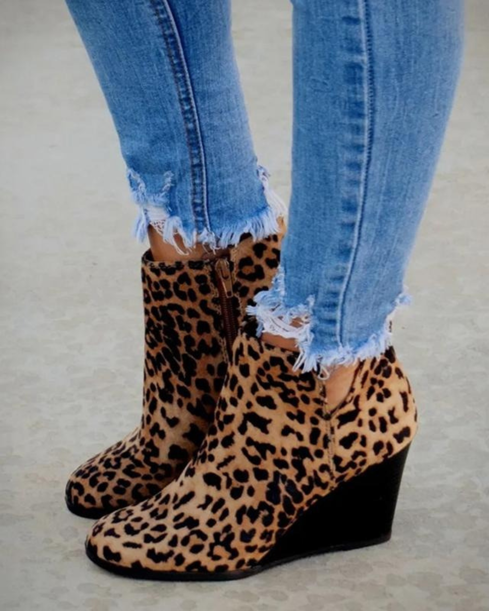 Women's Suede Wedge Ankle Boots Platform Shoes