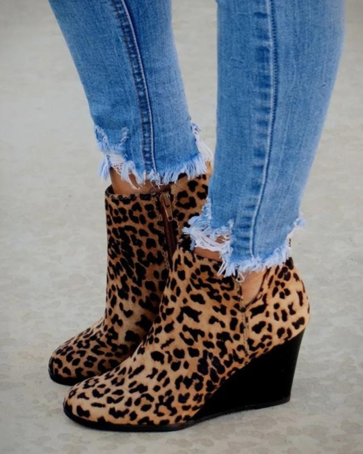 Women's Suede Wedge Ankle Boots Platform Shoes