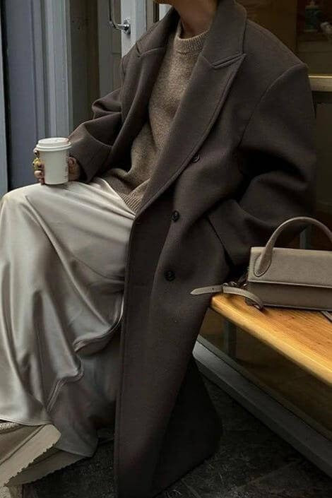 Women's Oversized Wool Blend Tailored Coat