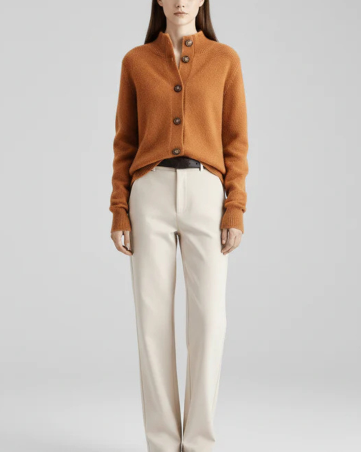 Merino Wool Knit Cardigan Women Button Up Sweater