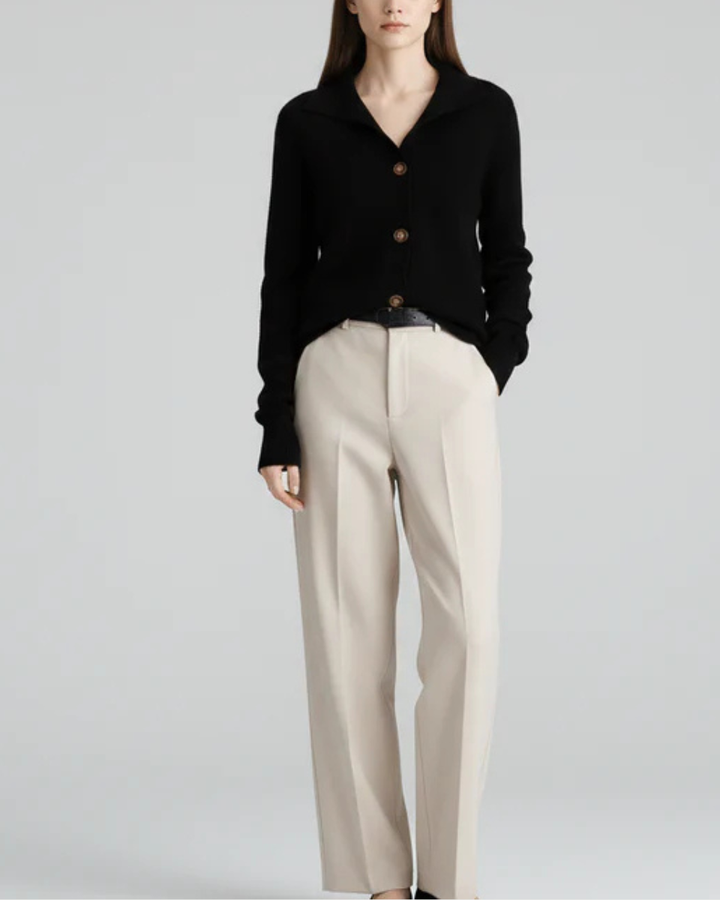 Merino Wool Knit Cardigan Women Button Up Sweater