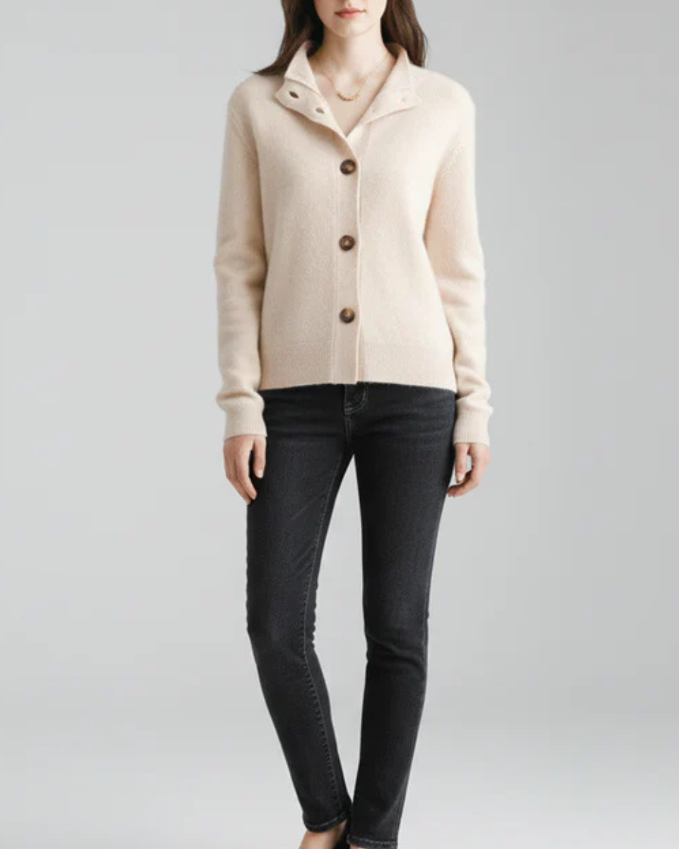 Merino Wool Knit Cardigan Women Button Up Sweater
