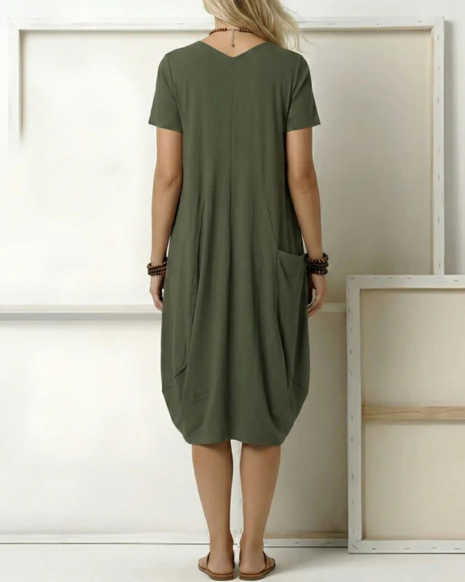 Women's Casual Midi Tunic Loose Linen Dress
