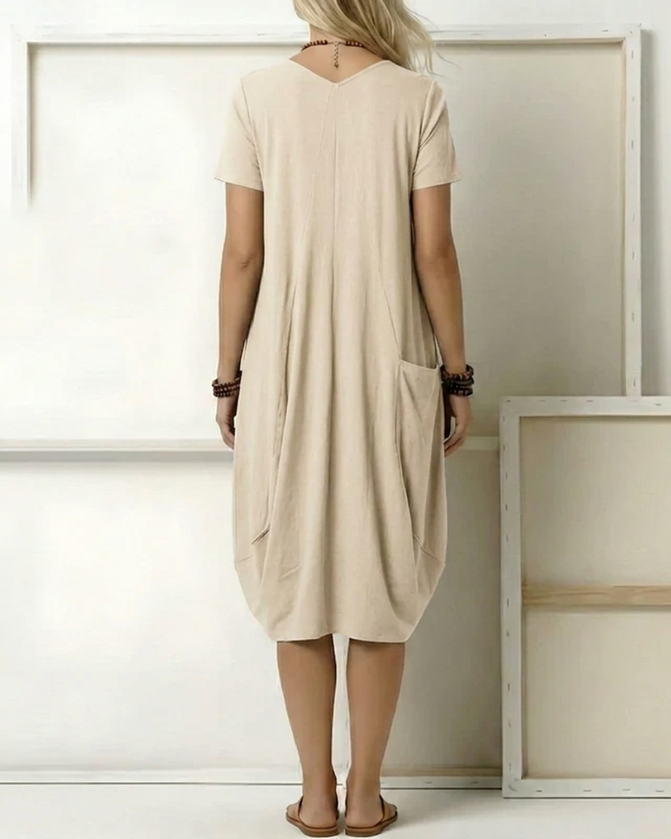 Women's Casual Midi Tunic Loose Linen Dress