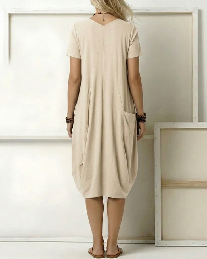 Women's Casual Midi Tunic Loose Linen Dress
