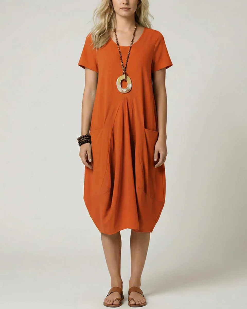 Women's Casual Midi Tunic Loose Linen Dress