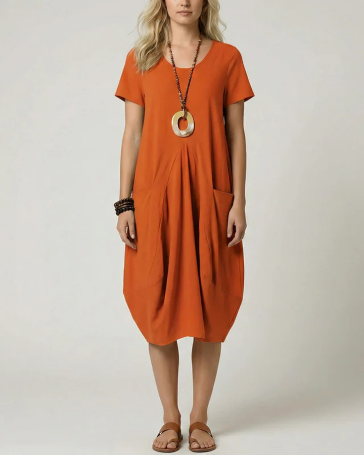 Women's Casual Midi Tunic Loose Linen Dress