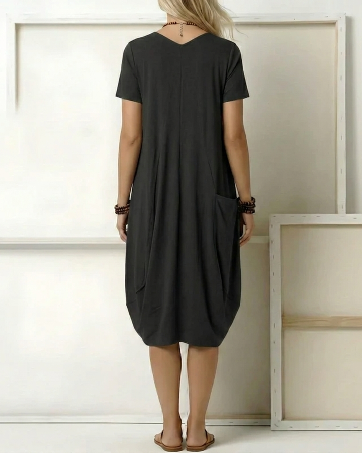 Women's Casual Midi Tunic Loose Linen Dress