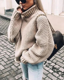 Women's Chunky Knit Oversized Turtleneck Sweater