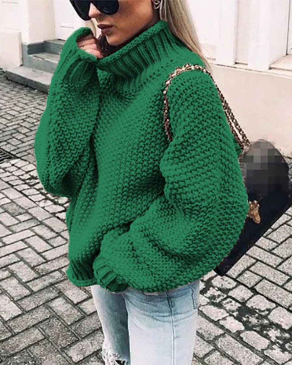 Women's Chunky Knit Oversized Turtleneck Sweater