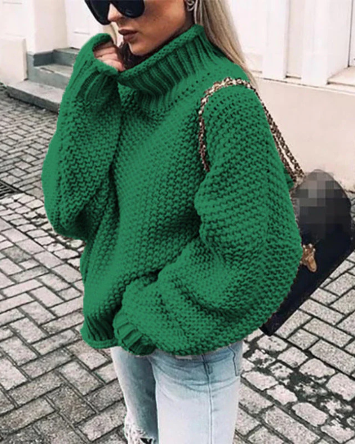 Women's Chunky Knit Oversized Turtleneck Sweater