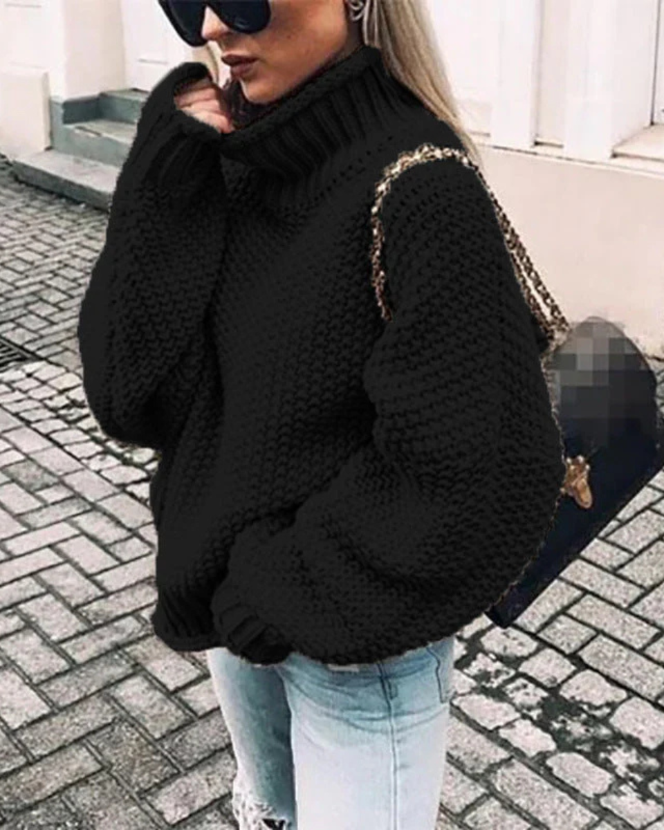 Women's Chunky Knit Oversized Turtleneck Sweater
