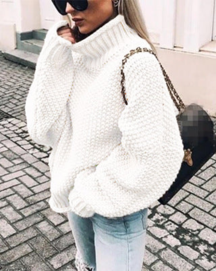 Women's Chunky Knit Oversized Turtleneck Sweater