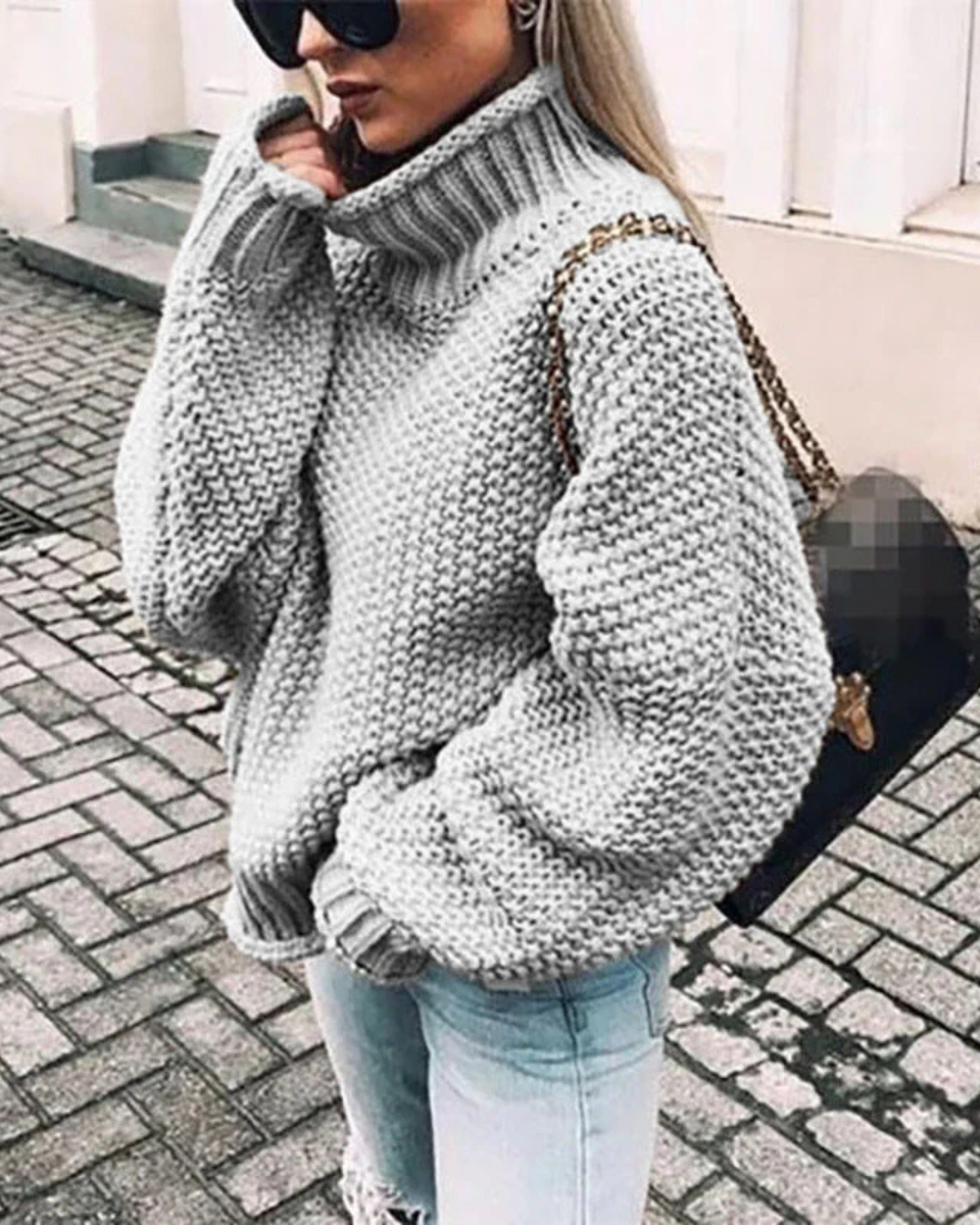 Women's Chunky Knit Oversized Turtleneck Sweater