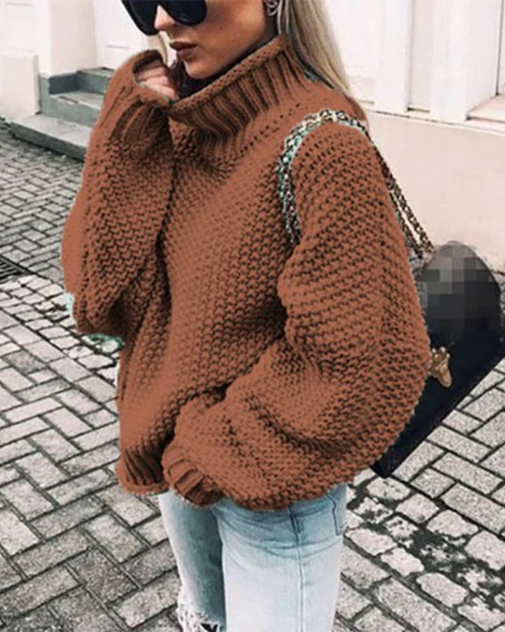 Women's Chunky Knit Oversized Turtleneck Sweater