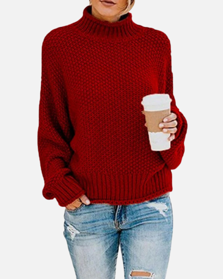 Women's Chunky Knit Oversized Turtleneck Sweater