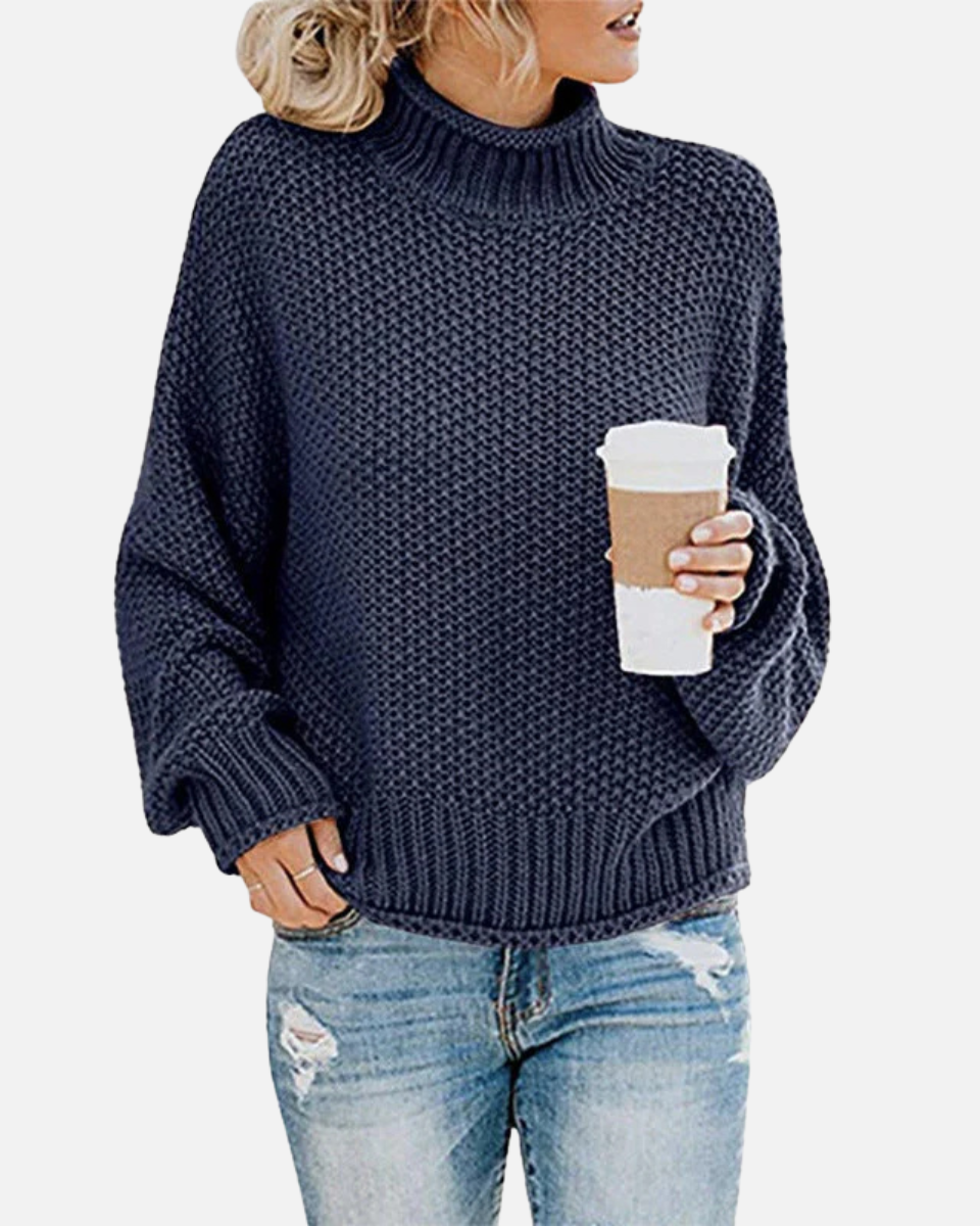 Women's Chunky Knit Oversized Turtleneck Sweater