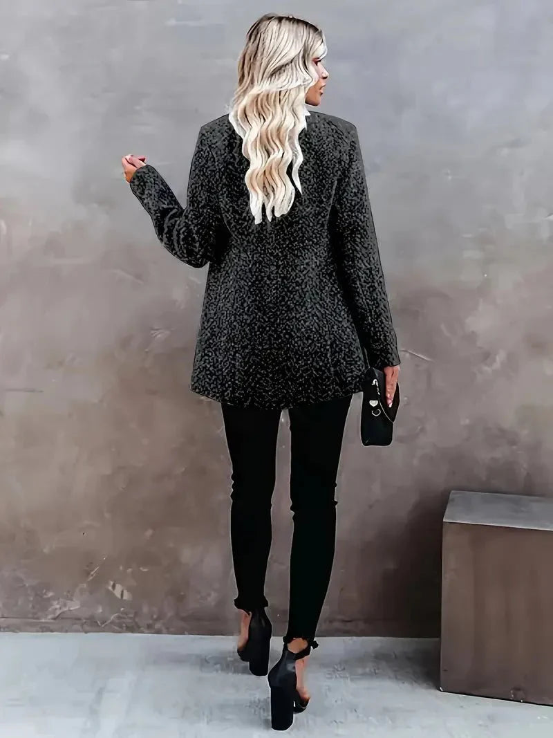 Women's Herringbone Wool Tailored Open Front Coat
