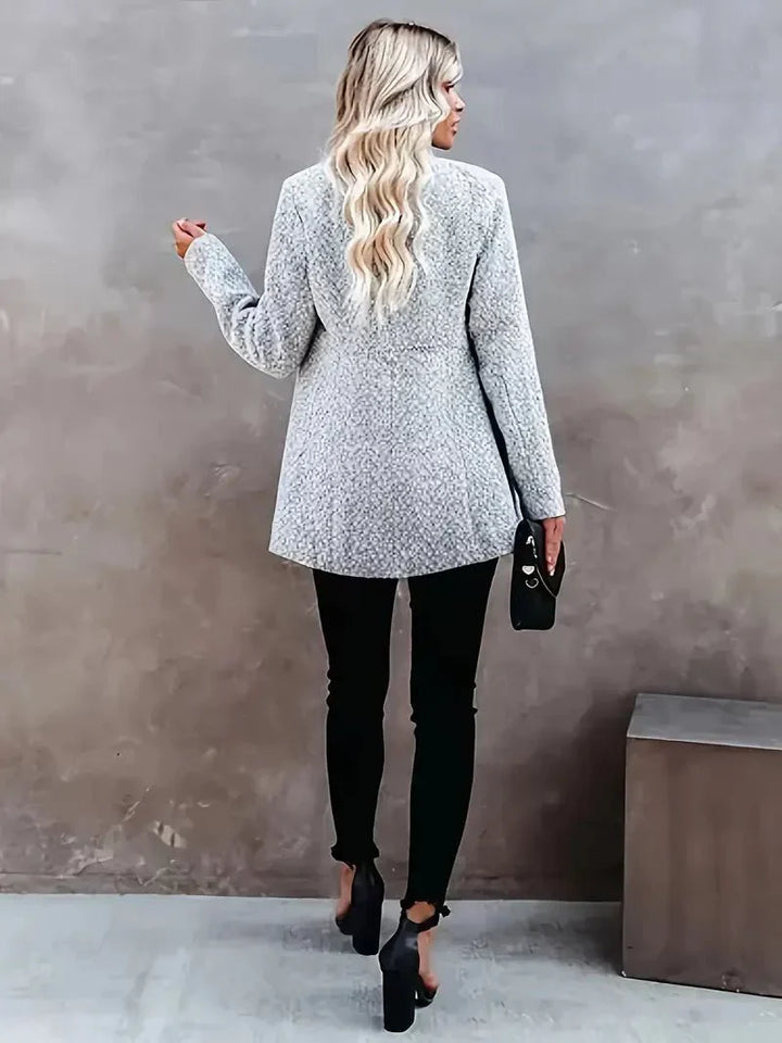 Women's Herringbone Wool Tailored Open Front Coat