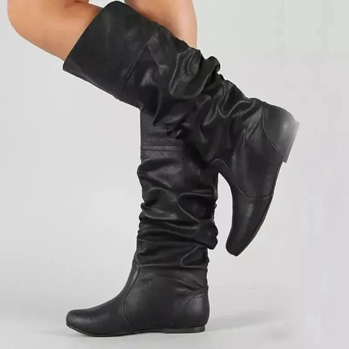 Women's Leather Slouch Knee-High Western Boots