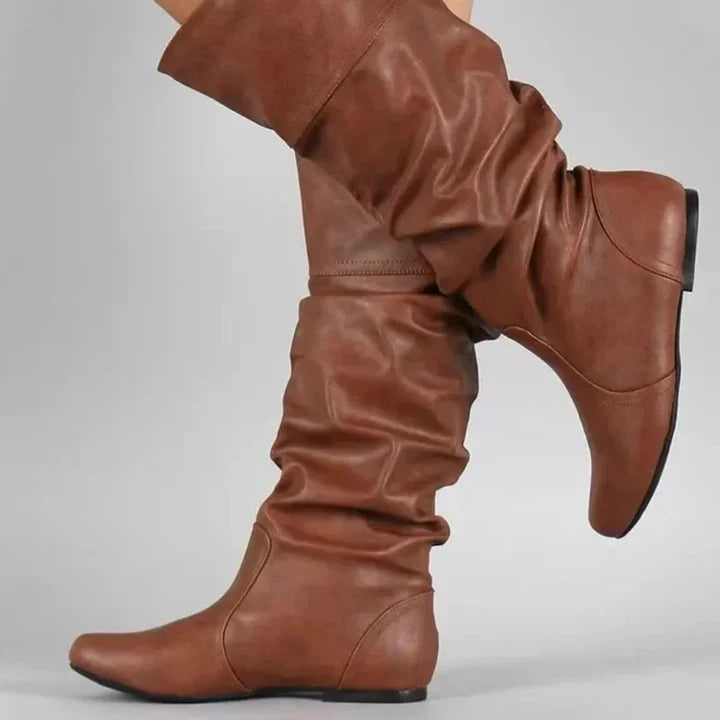 Women's Leather Slouch Knee-High Western Boots