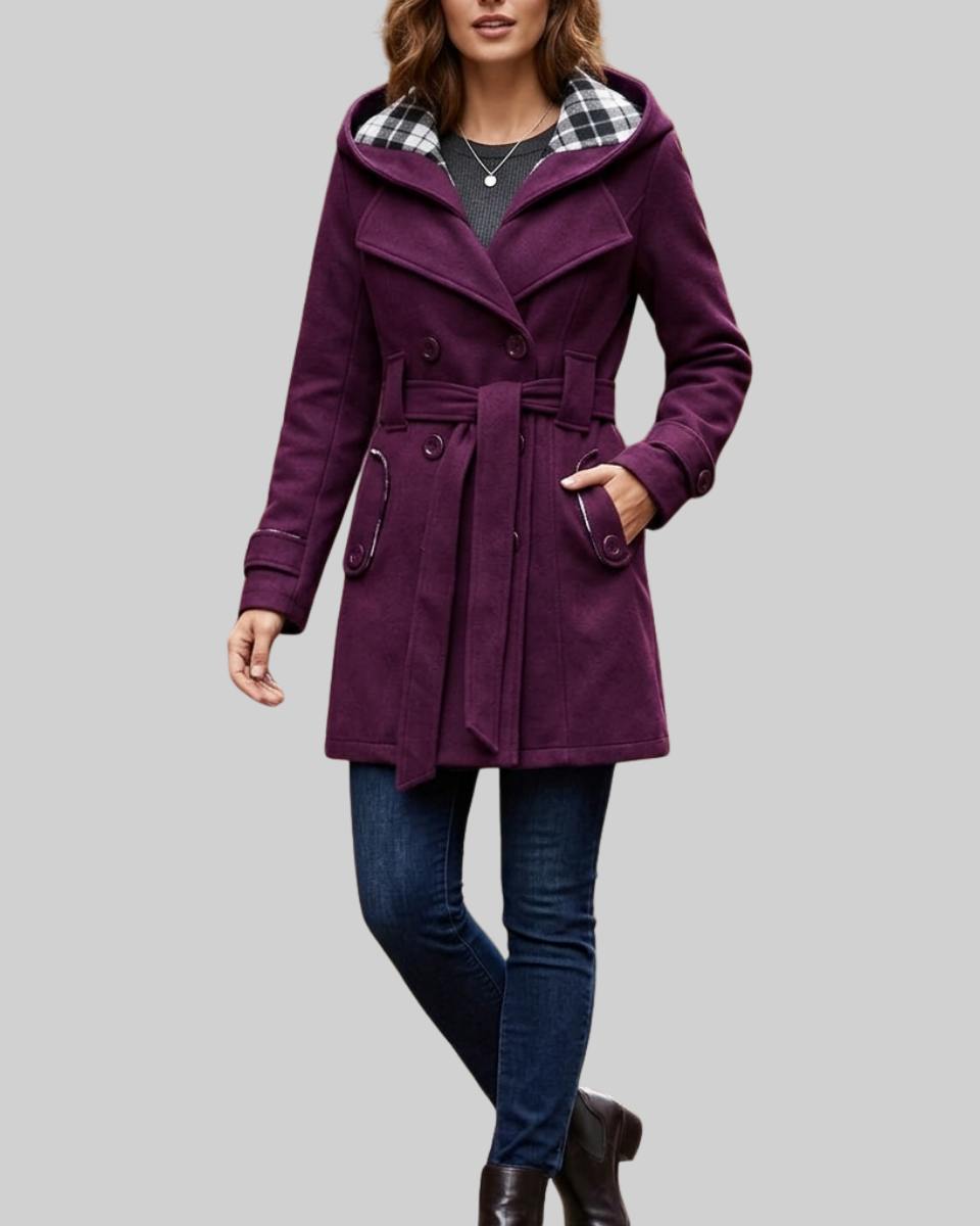 Women's Wool Trench Coat Hooded Jacket
