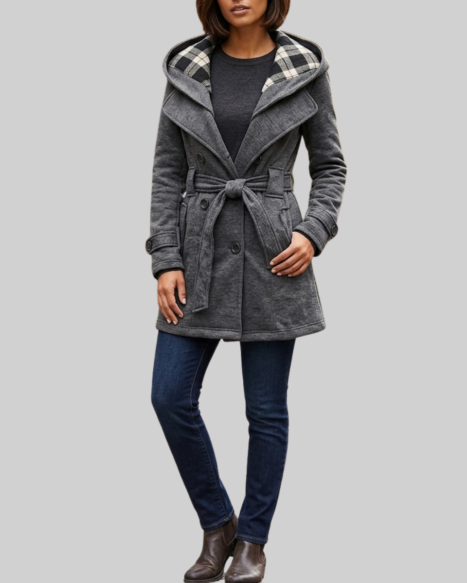 Women's Wool Trench Coat Hooded Jacket