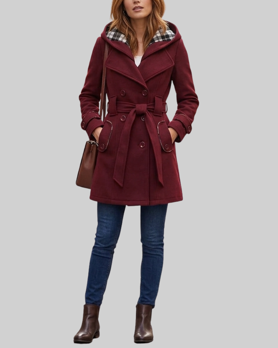 Women's Wool Trench Coat Hooded Jacket