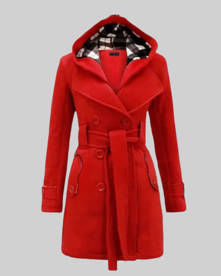 Women's Wool Trench Coat Hooded Jacket
