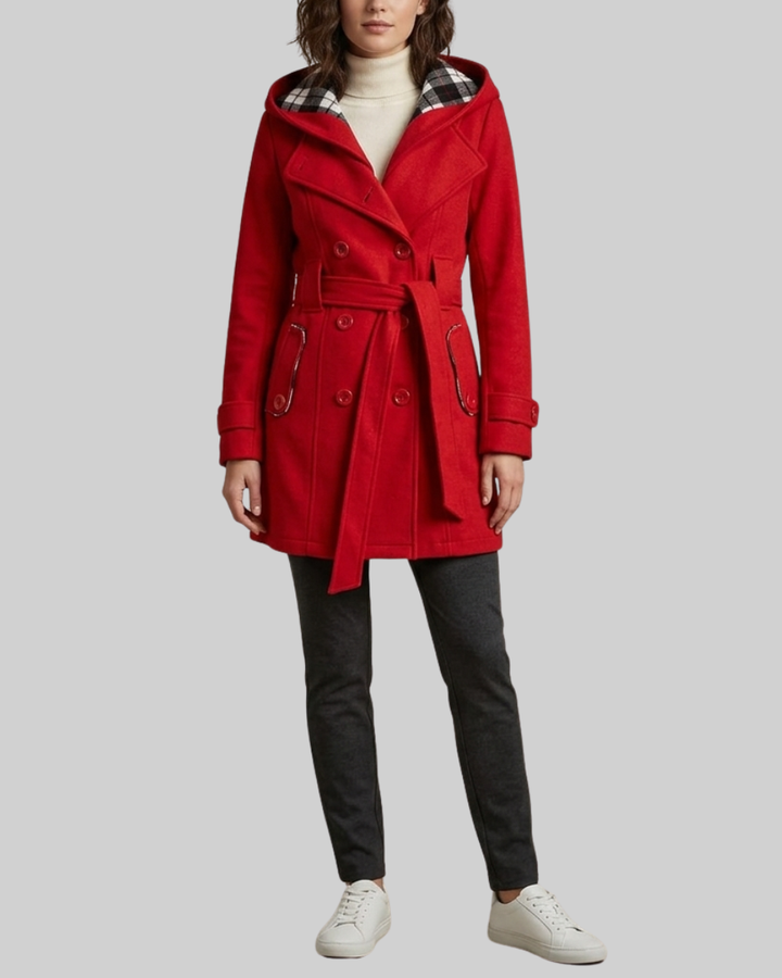 Women's Wool Trench Coat Hooded Jacket