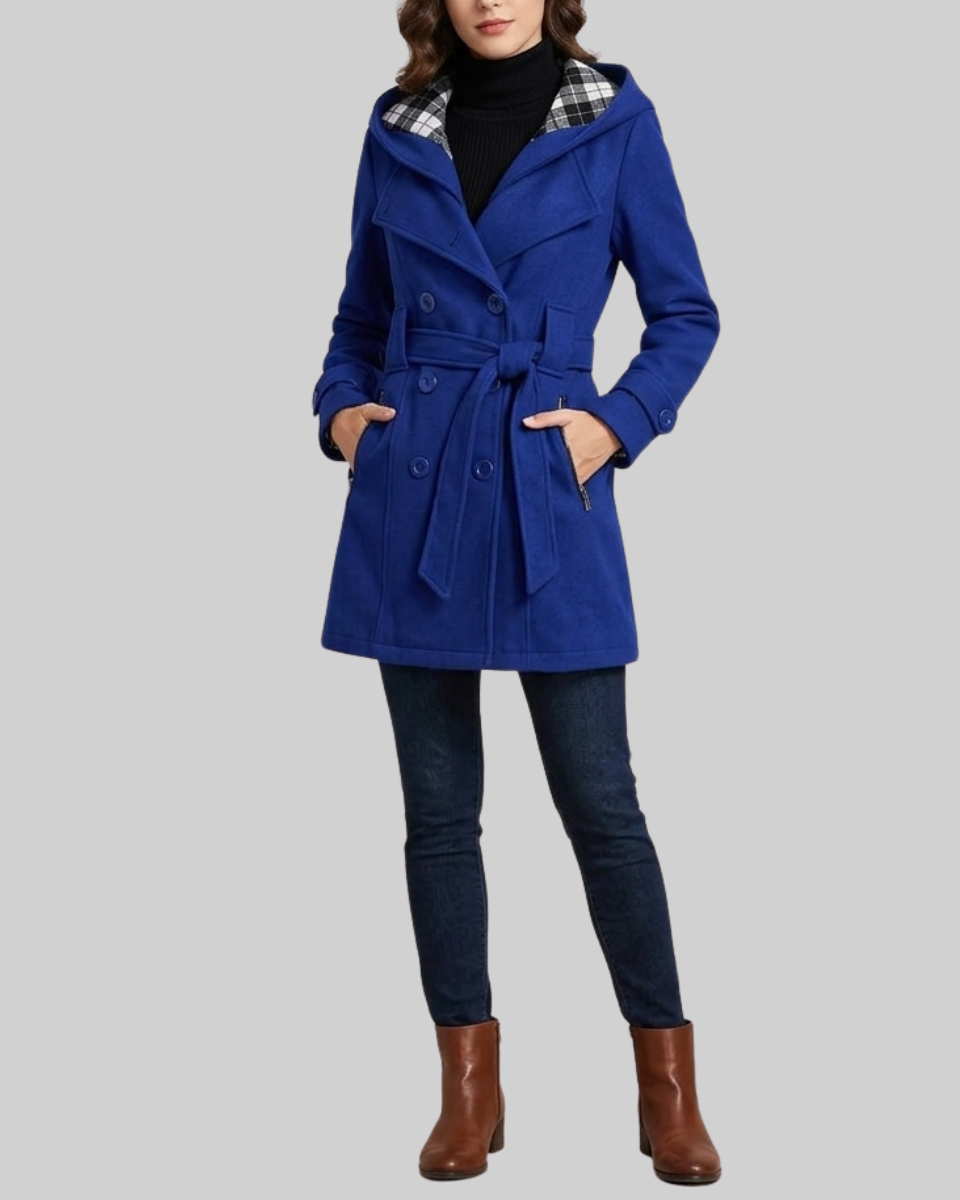 Women's Wool Trench Coat Hooded Jacket
