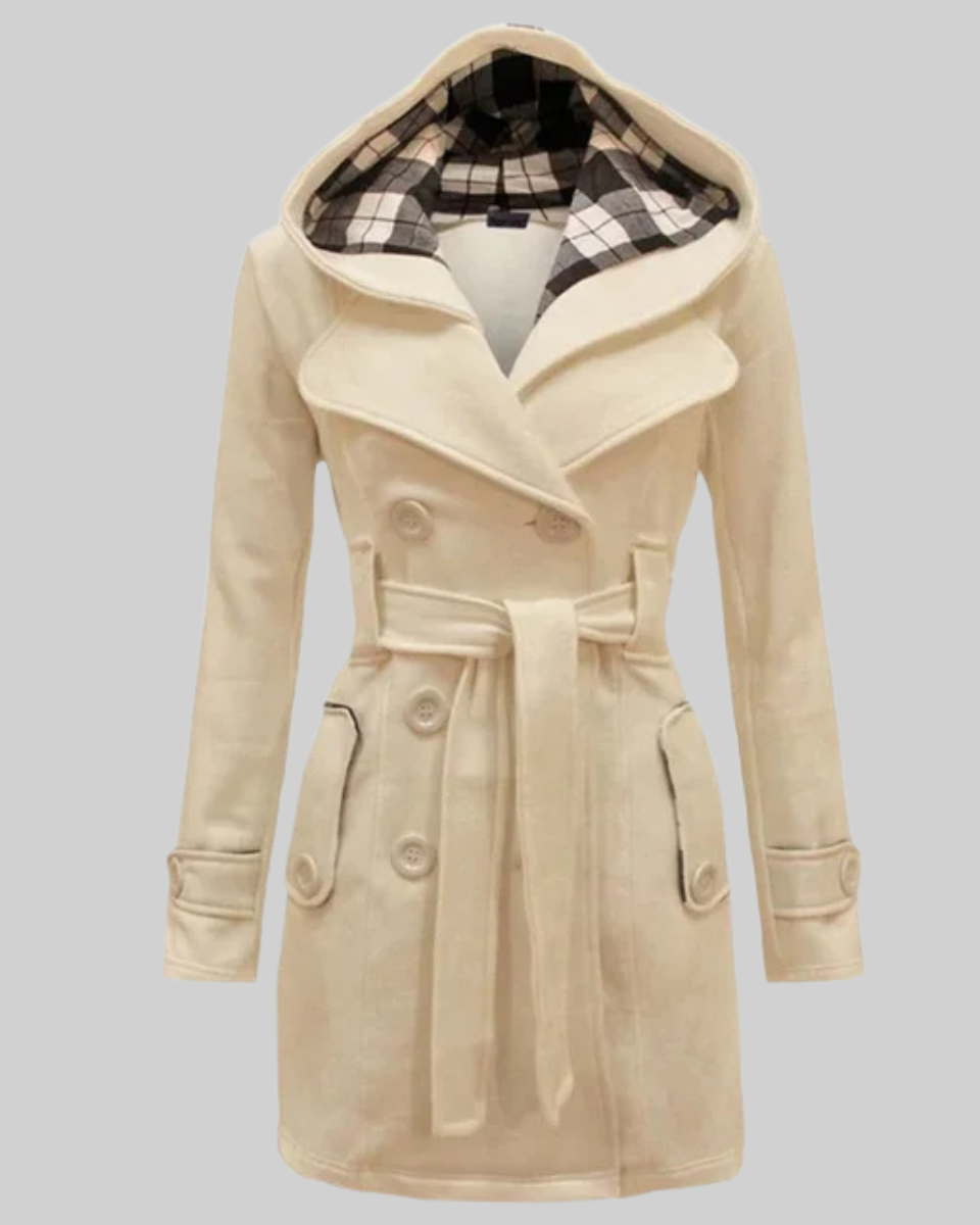 Women's Wool Trench Coat Hooded Jacket