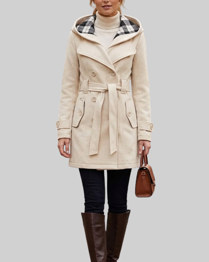 Women's Wool Trench Coat Hooded Jacket