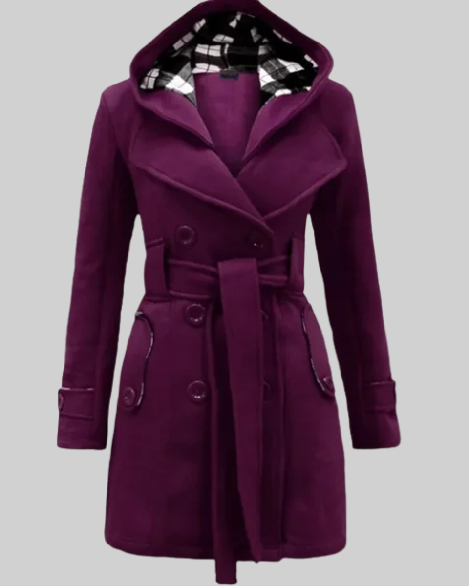 Women's Wool Trench Coat Hooded Jacket