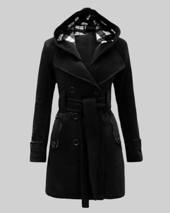 Women's Wool Trench Coat Hooded Jacket