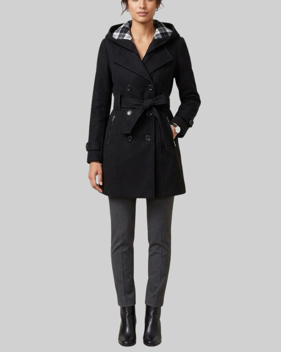 Women's Wool Trench Coat Hooded Jacket