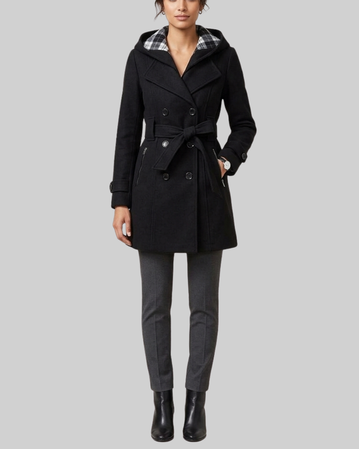 Women's Wool Trench Coat Hooded Jacket