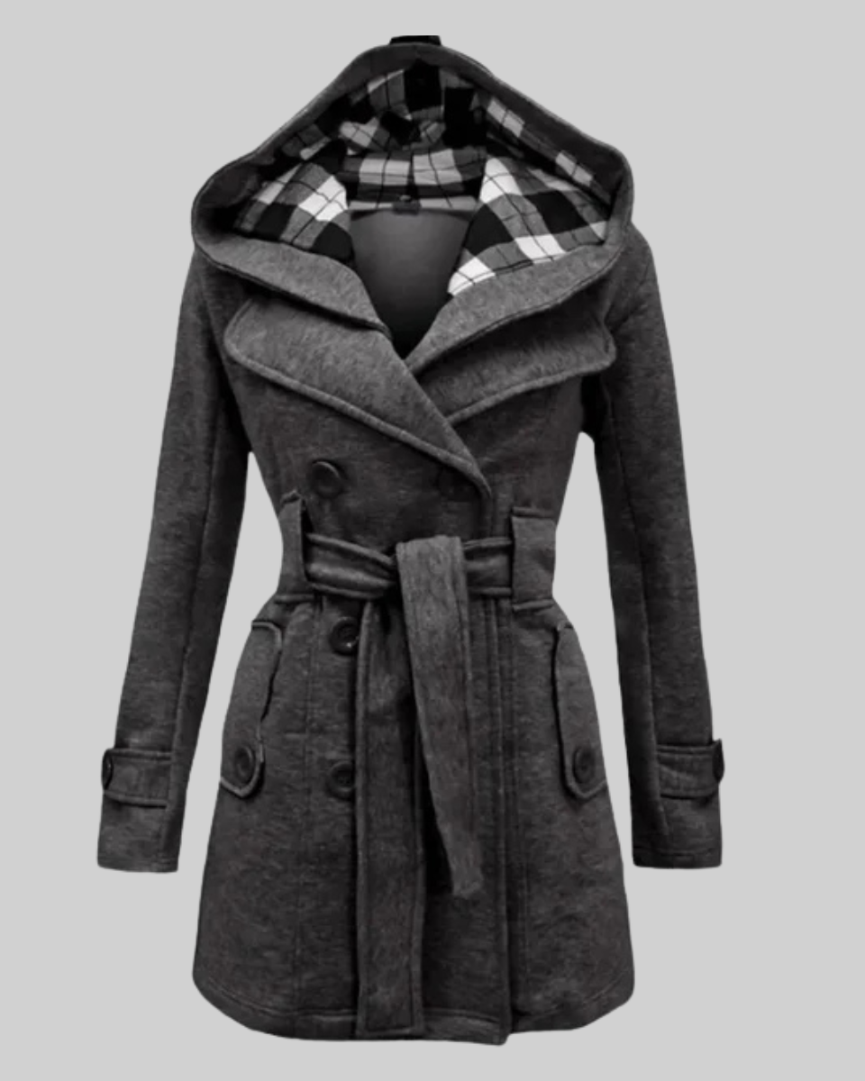 Women's Wool Trench Coat Hooded Jacket