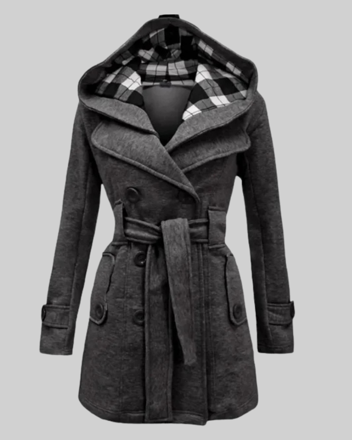 Women's Wool Trench Coat Hooded Jacket