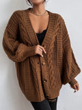 Women's Oversized Cable Knit Button-Up Cardigan