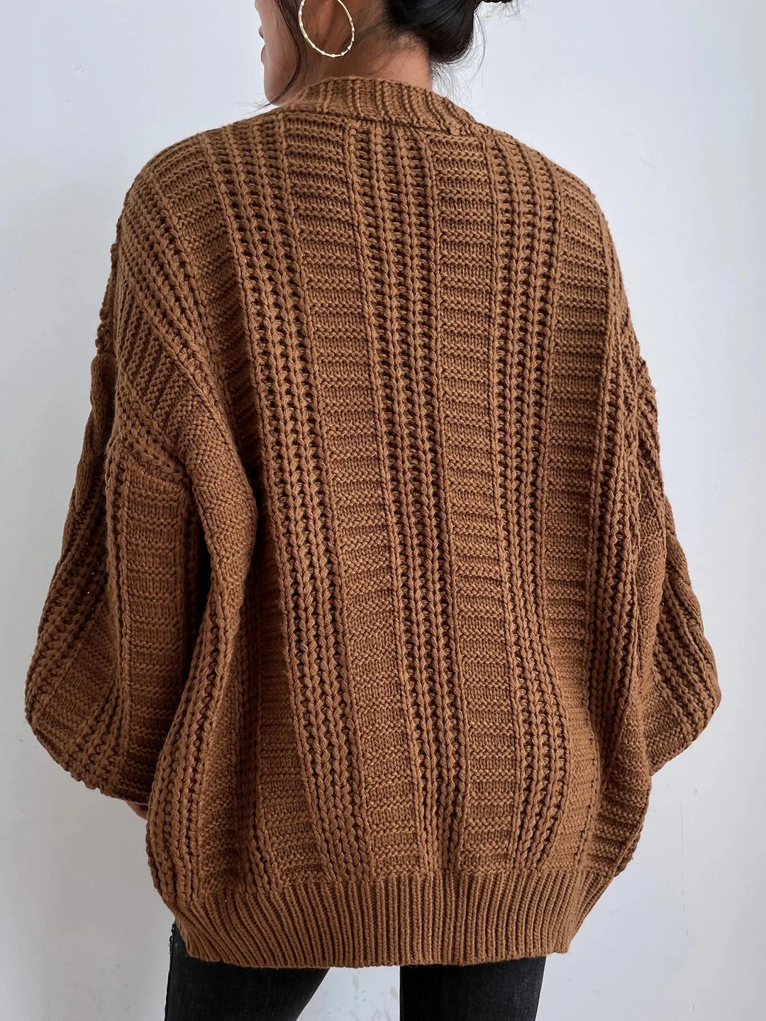 Women's Oversized Cable Knit Button-Up Cardigan