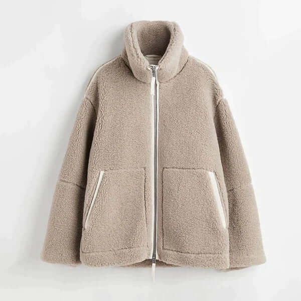 Women's Oversized Sherpa Fleece Zip-Up Jacket