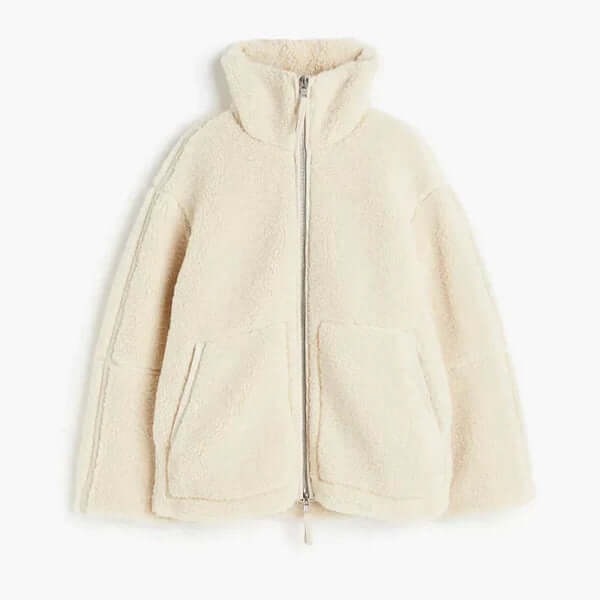 Women's Oversized Sherpa Fleece Zip-Up Jacket