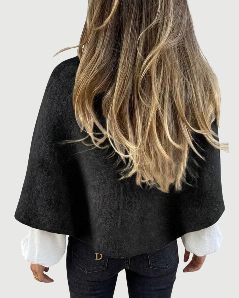Wool Blend Cropped Round Neck Jacket Women's Knit Outerwear