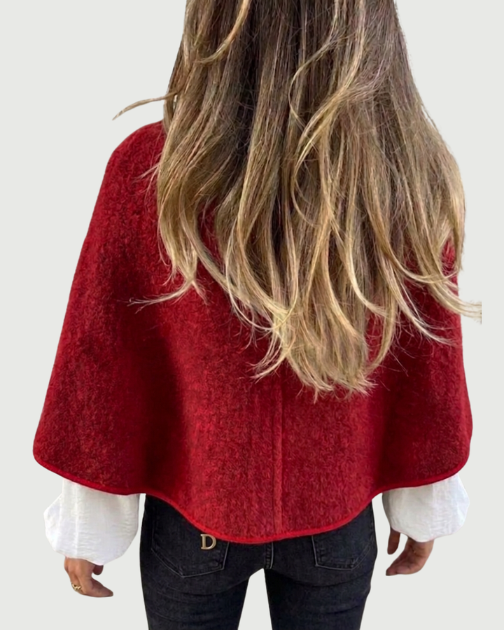 Wool Blend Cropped Round Neck Jacket Women's Knit Outerwear
