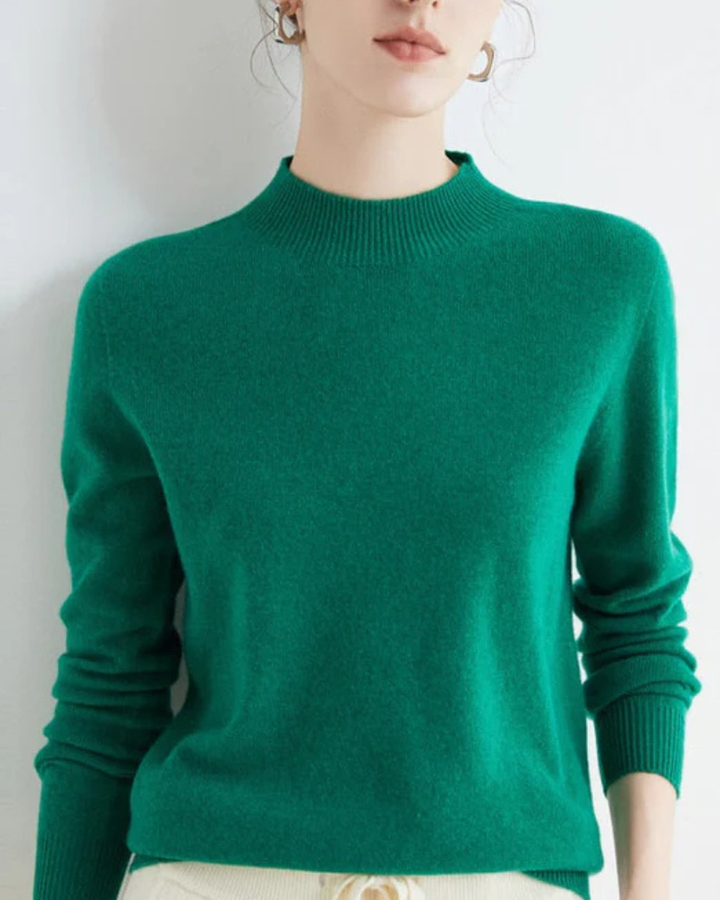 Mock Neck Sweater Women Merino Wool Knit Long Sleeve Pullover Top