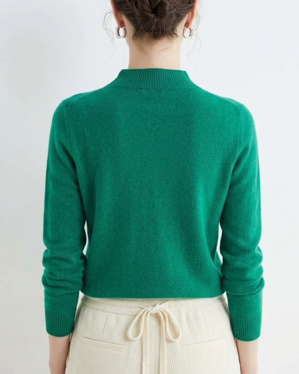 Mock Neck Sweater Women Merino Wool Knit Long Sleeve Pullover Top