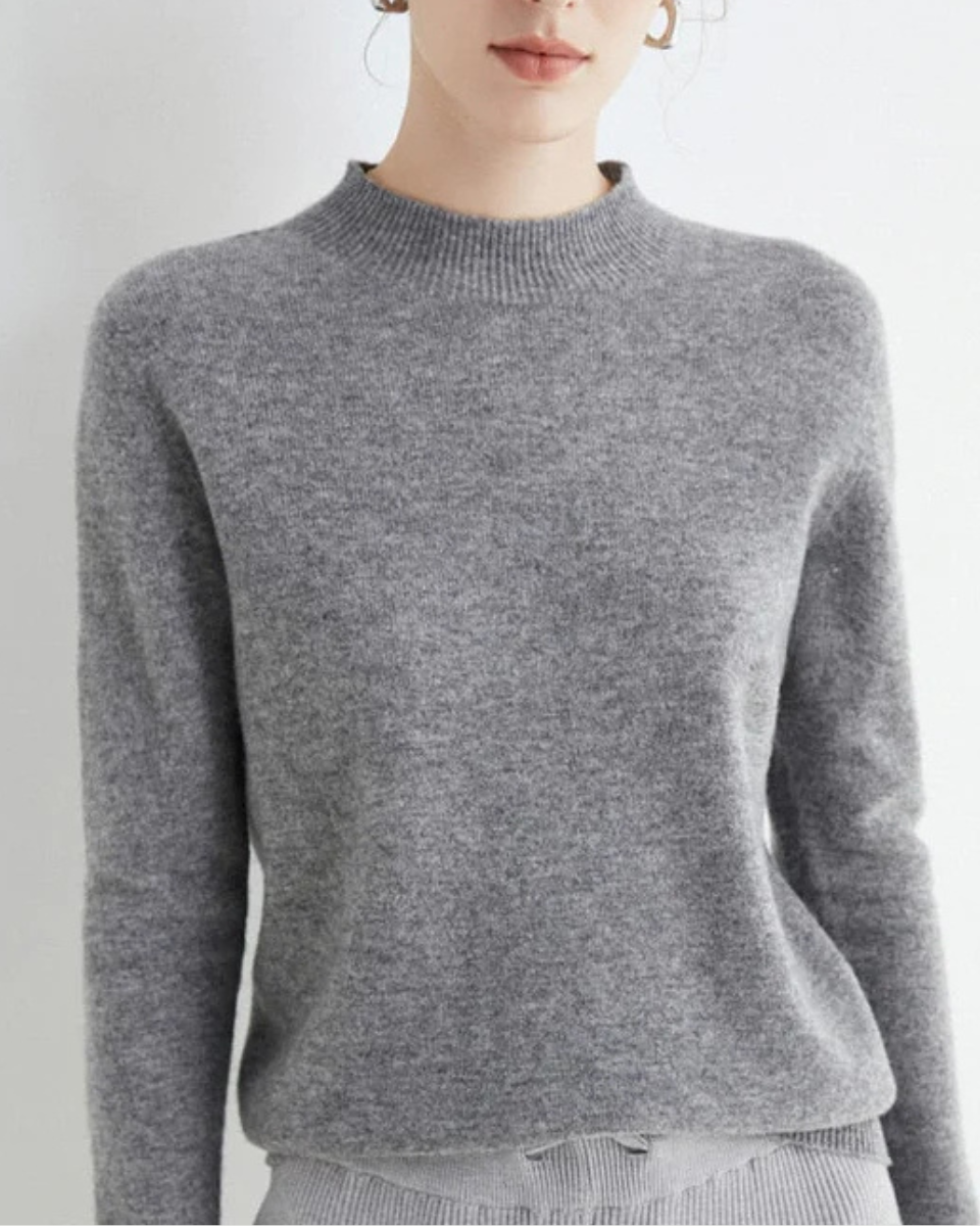 Mock Neck Sweater Women Merino Wool Knit Long Sleeve Pullover Top
