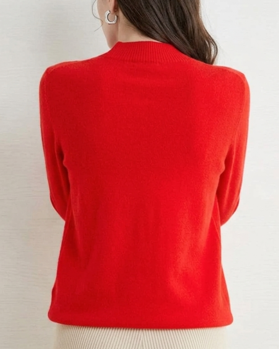Mock Neck Sweater Women Merino Wool Knit Long Sleeve Pullover Top