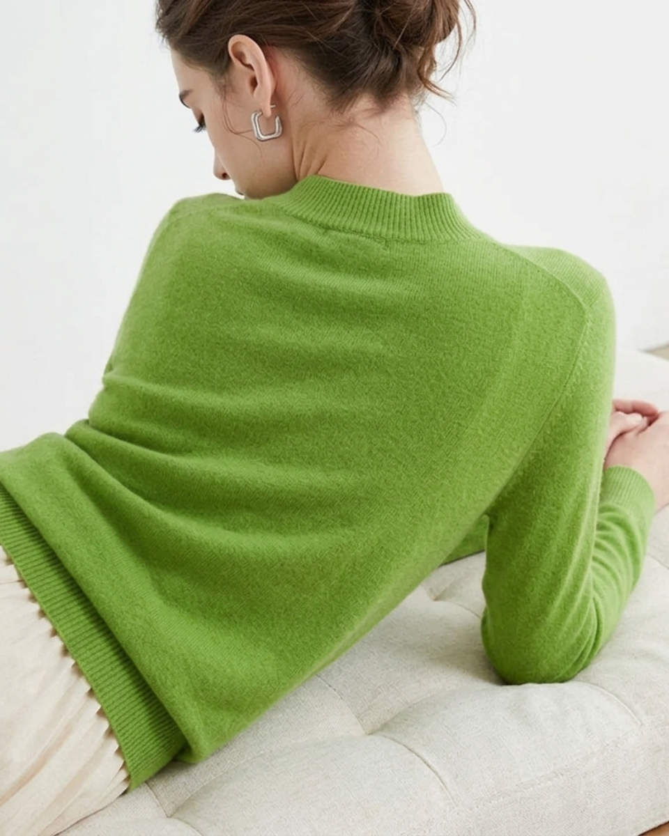 Mock Neck Sweater Women Merino Wool Knit Long Sleeve Pullover Top
